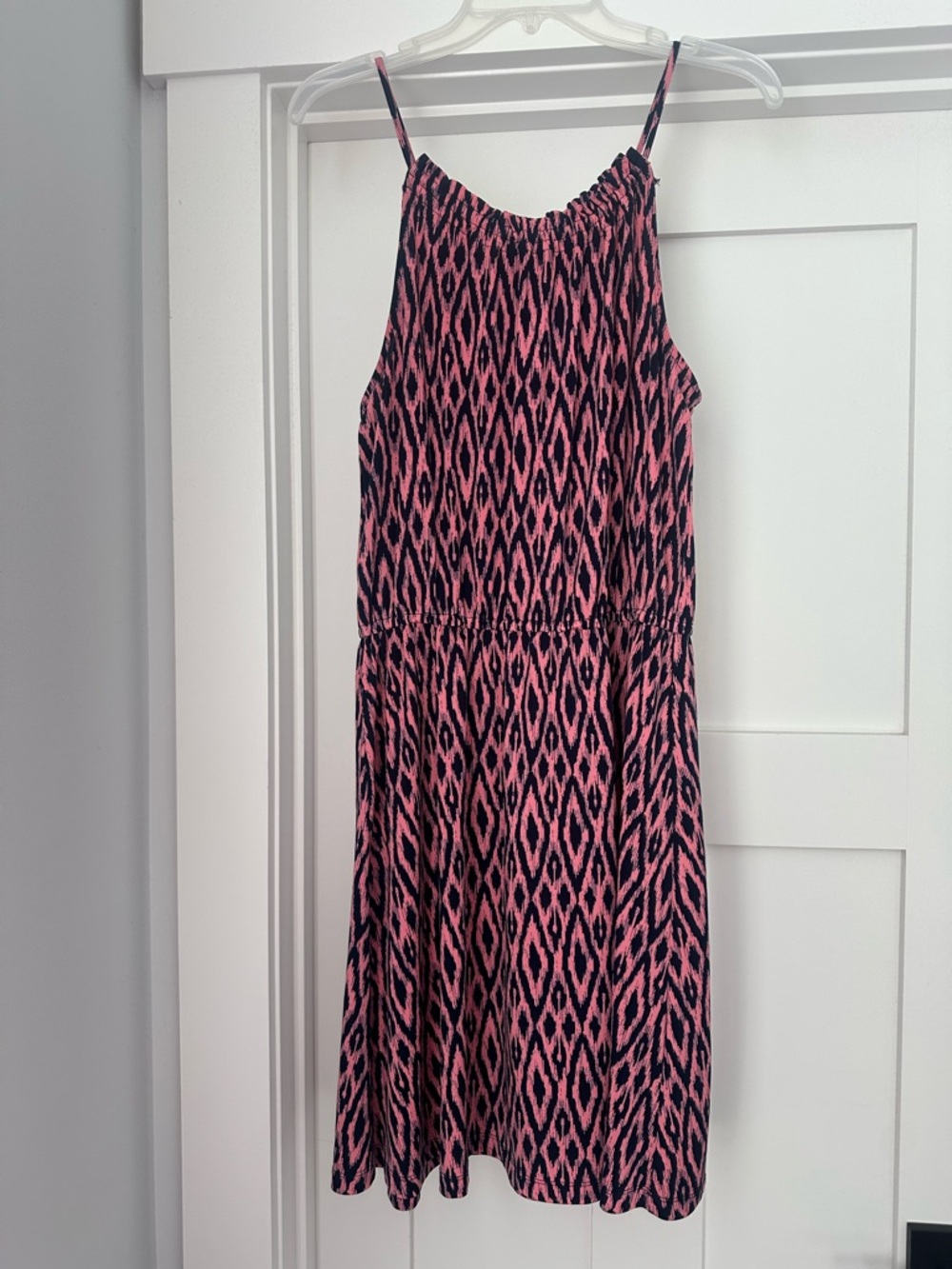 Banana Republic Pink and Navy Ikat Print Spaghetti Strap Dress